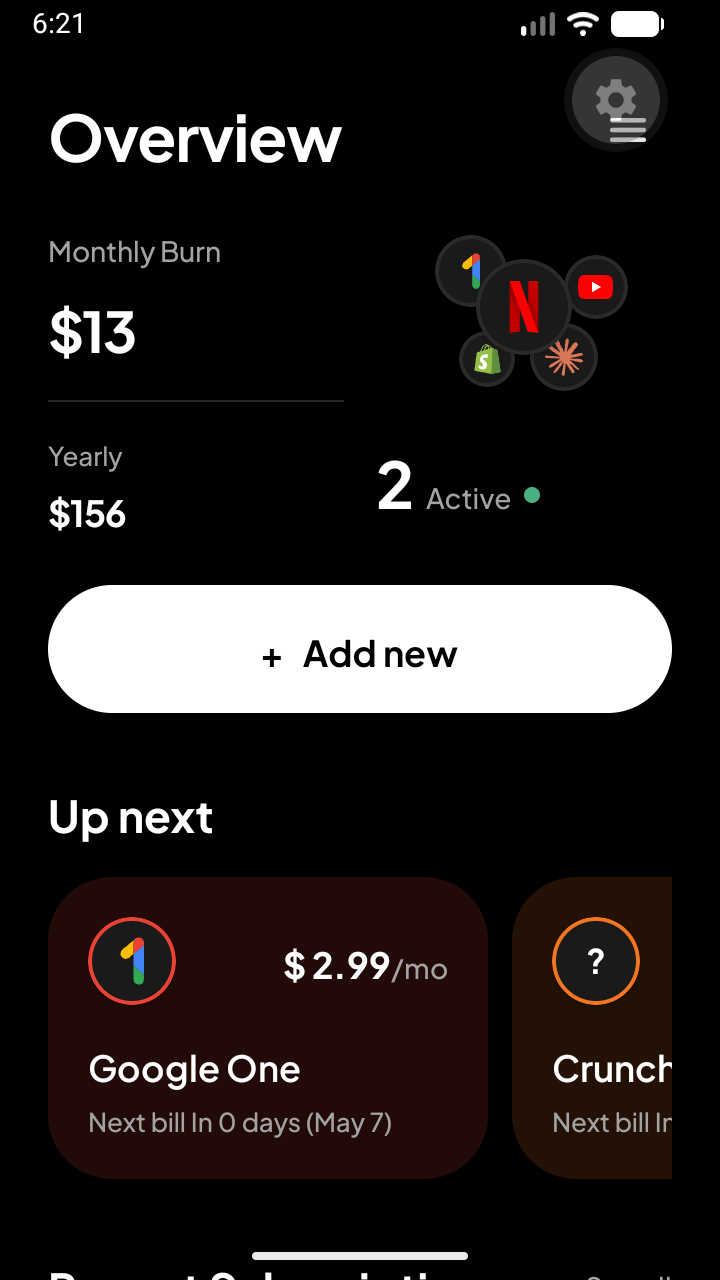 SubManager Dashboard Preview